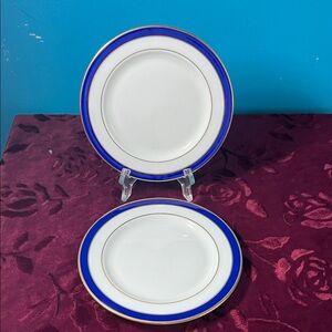 Lenox Federal Cobalt Blue and Gold Rimmed Bread and Butter Plates (2)